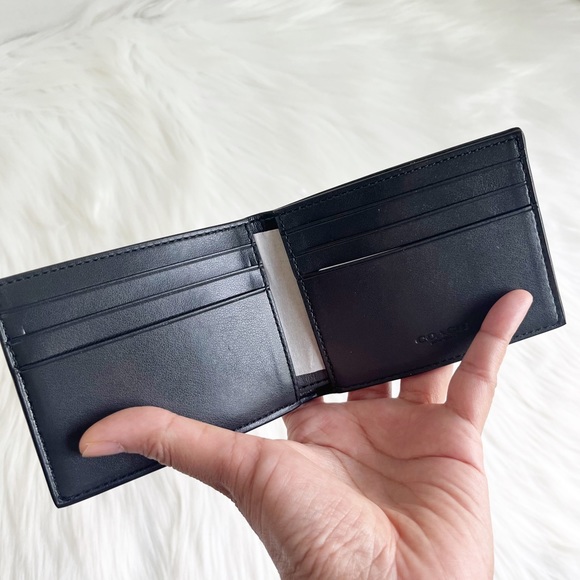 NWT Coach Signature Leather Canvas Slim Billfold Varsity Stripe Wallet - Picture 2 of 5